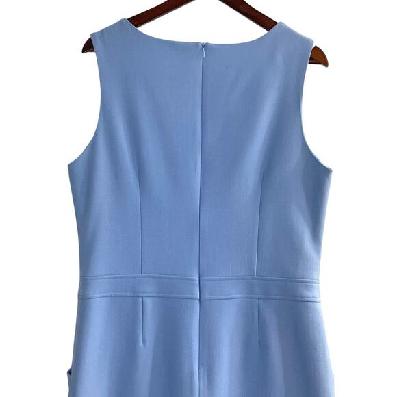 J.McLaughlin Sleeveless Wool Shift Dress Light Blue Scoop Neck Pockets Size 12 - Picture 5 of 7